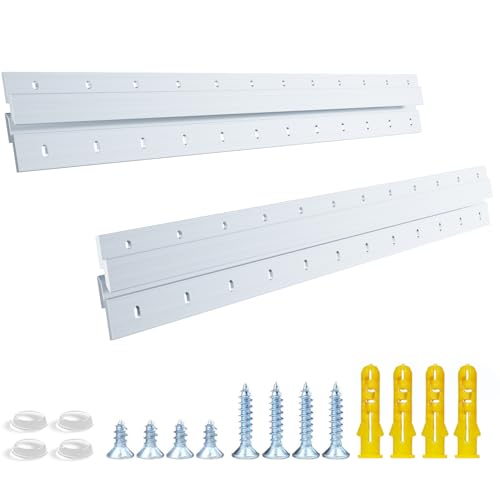 Image of French Cleat Heavy Duty, Aluminum French Cleat, Headboard Wall Mounting Brackets with Screws, Heavy Mirror Mounting Hardware (24 Inch-2 Pairs, Support 160 lbs)