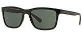A|X ARMANI EXCHANGE Mens AX4045S Rectangular Sunglasses, Shiny Black/Green, 56 mm