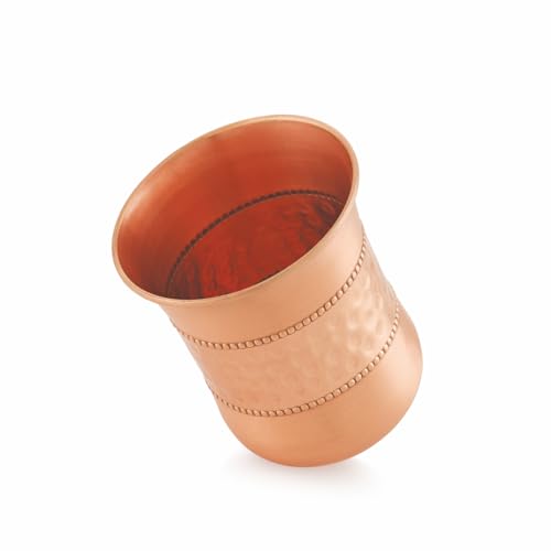 Image of Pure Copper Glasses Curve Lily Water Glass Pure Tamba Glass for Drinking & Serving Water Tumbler-300 ML