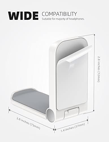 Image of Lamicall Headphone Stand, Sticky Headset Hanger - 2 Pack Adhesive Headphone Holder Hook Mount, Headset Holder Clip Under Desk, Earphone Clamp for Airpods Max, HyperX, Sennheiser, White