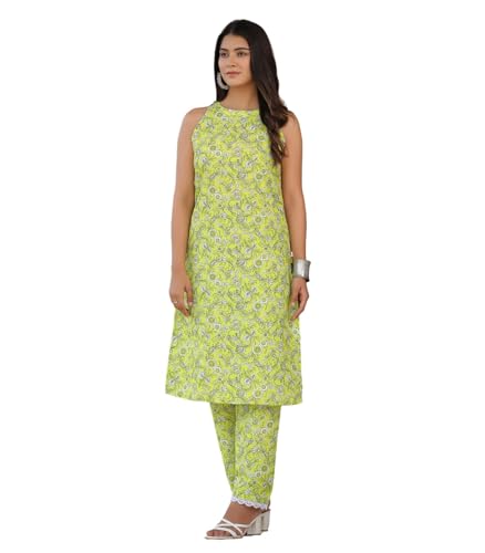 GRECIILOOKS Cotton Kurta Set for Women – Printed Anarkali Kurta with Pants | Elegant Ethnic Outfit Office Look