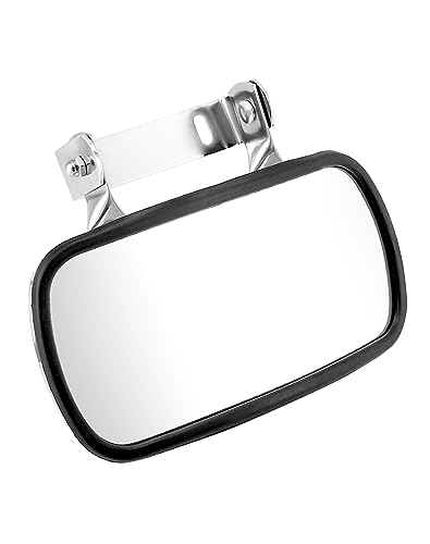 Espejo para tractor QWORK rectangular convexo de acero inoxidable con fijación en U 7