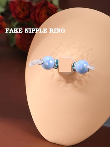 DJCIW 4 Pairs Handmade Fake Nipple Rings,Adjustable Nipple Nooses with 8mm Silicone Multicolor Beads and Barbells,Non-Piercing Faux Nipple Piercing Comfortable Everyday Wear Cute Body Jewelry3