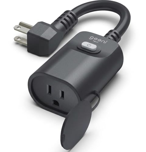 Geeni Indoor/Outdoor Smart Plug Weatherproof, 1 Socket Wireless Remote Control and Timer –Works with Alexa, Google Assis - Detailed View