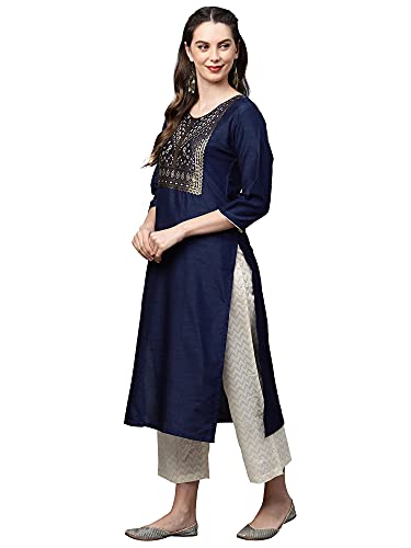 Image of INDO ERA Women's Cotton Solid Straight Kurta(KT4BR2760)