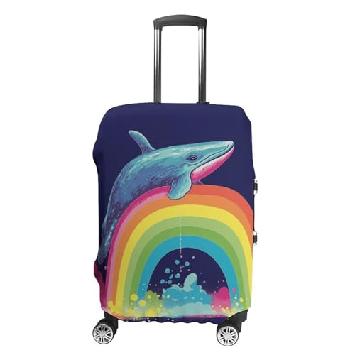 Carry on Luggage Cover Colorful Whale on Rainbow Suitcase Covers for Luggages Tsa Approved Travel Luggage Sleeve Protector Elastic Suitcase Protector Anti-Scratch Washable Fits 19-30 Inch Case -XL