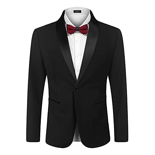 COOFANDY Men's Stylish Tuxedo Jacket Casual Wedding Blazer One Button Dress Suit for Dinner,Prom,Party Black