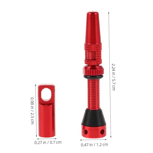SUPVOX Set de 2 Válvulas de Vacío Francesas de Aleación de Aluminio Rojas para Neumáticos Sin Cámara, Válvulas Laterales Ligeras para Bicicleta miniatura 2