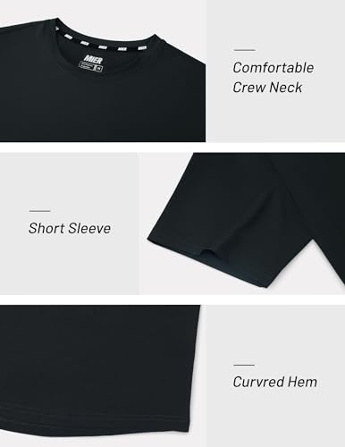 MIER Men's Workout T Shirts Dry Fit Short Sleeve Athletic Gym Running Lightweight Performance Tee Tops, Polyester, UPF 50+3