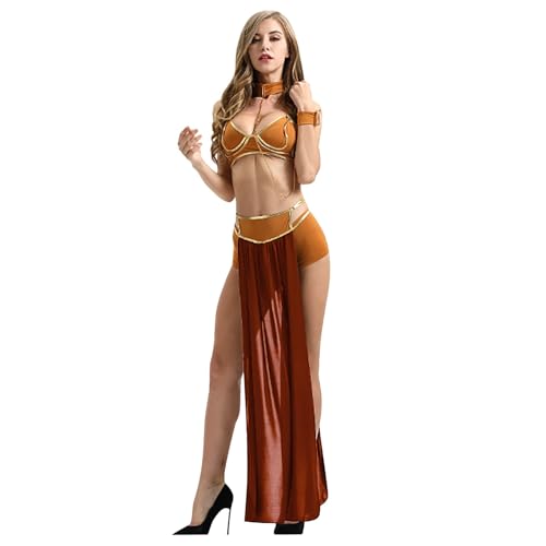 NaLatia Costume de princesse Leia en esclave pour cosplay, Halloween, carnaval, pour femme