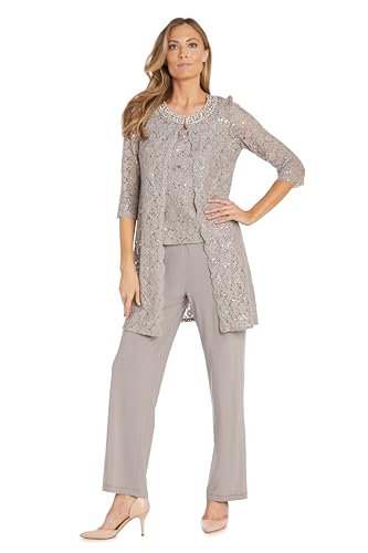 R&M Richards Women's Pearl Glow Lace Pant Set