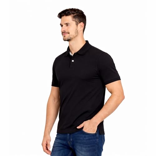 Image of Cotton Polo T-Shirt for Men | Solid Color Regular Fit Collar Neck T-Shirt