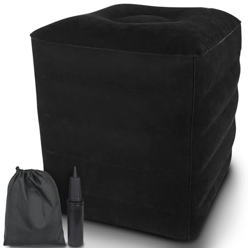 Xtra-Comfort Reposapiés inflable otomano de viaje, almohada...