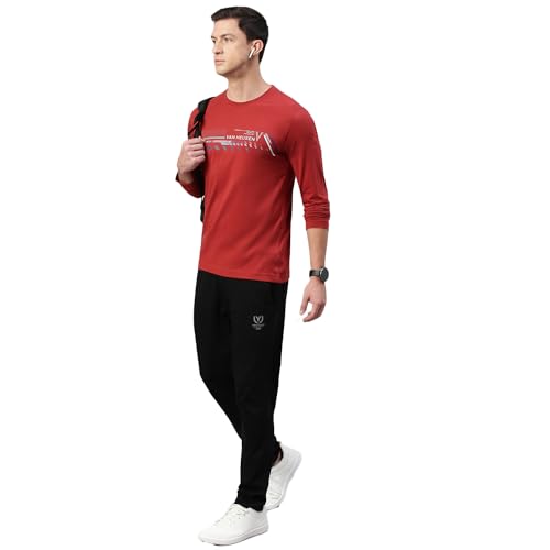 Image of Van Heusen Men Athleisure Regular Fit T-Shirt - Cotton Rich - Crew Neck, Long Sleeve, Printed