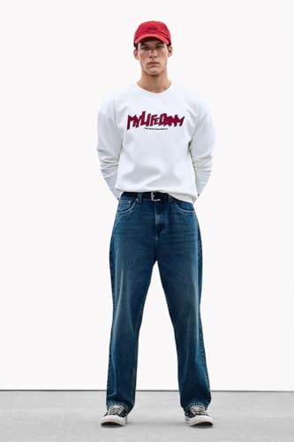 Image of SNITCH Men Casual Jeans | Baggy Fit Relaxed Wide-Leg Design | 100% Cotton Woven Denim with Light Fading for Street & Casual Wear