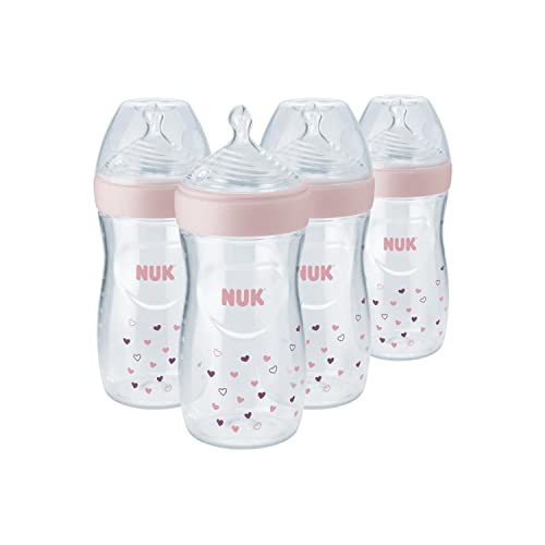 Image of NUK Simply Natural Baby Bottle with SafeTemp, Girl, 9 Oz, 4 Count
