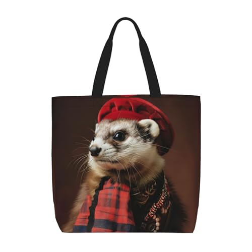 Sac fourre-tout furet noir de grande capacité pour femme avec fermeture