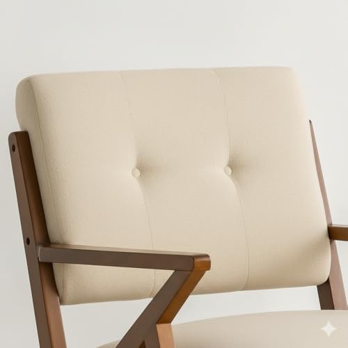 Image of Premium Sheesham Wood Arm Chair with Cushion || Cane Chairs for Balcony || Wooden Dining Chair for Living Room Furniture, Armrest Chair Garden Chairs Outdoor & Indoor || Brown Finish