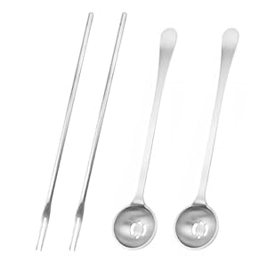Santuo Olivenlöffel und Gurkengabel Set 4-teilig