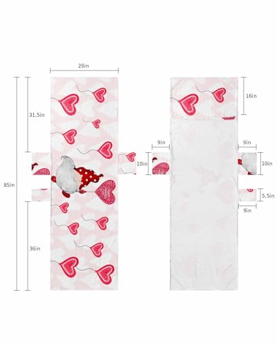 Valentine's Day Gnomes Beach Lounge Chair Towel Cover, Soft Chaise Lounge Towel with Side Pockets Patio Pool Chairs Cover for Beach/Pool Sunbathing 29x85 Pink Love Heart