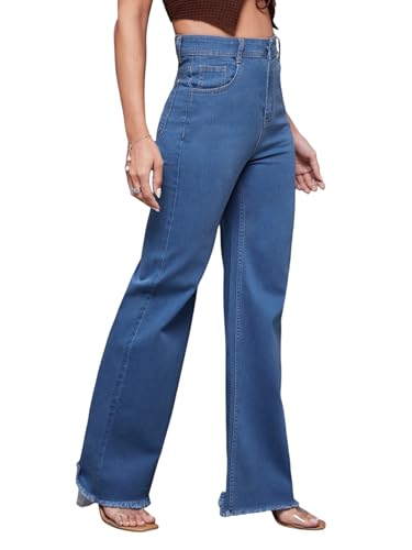 Image of Miss Chase Women's Wide Leg High Rise Regular-Length Stretchable Denim Jeans