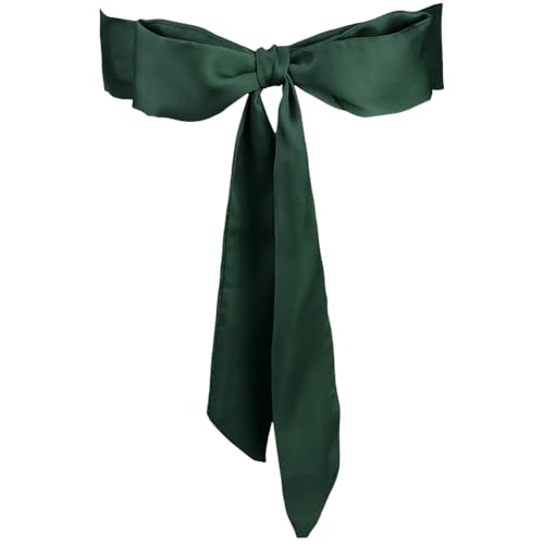 CRASPIRE Women Long Skinny Scarf Belt Solid Color Neckerchief Ribbon Soft Silk Satin for Waist Wedding Sash Neck Tie Accessory for Dance Party Opening Night Dresses Skirt Gift Green