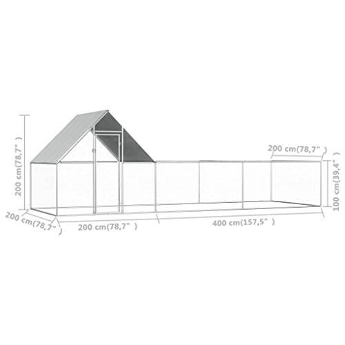 Small Animal Supplies Hühnerstall, verzinkter Stahl, 6 x 2 x 2 m – Bild 7