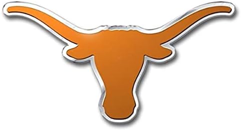 FANMATS 60560 Texas Longhorns Heavy Duty Aluminum Embossed Color Emblem, Auto Emblem Decal