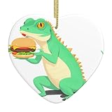 YYHWHJDE Eidechse frisst Burger Bild Weihnachten Keramik Liebe Anhänger Dekoration Innendekoration Festival Geschenk