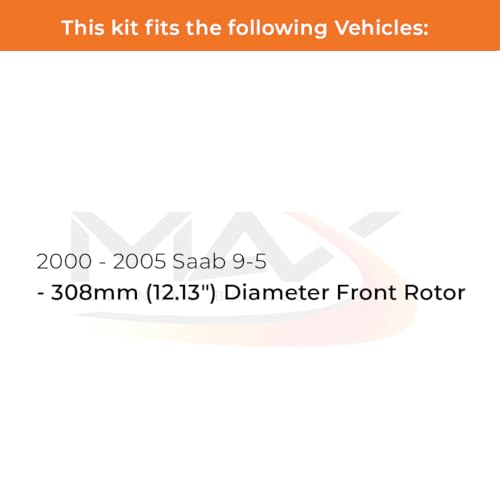 Image of Max Advanced Brakes Front Brake Kit Compatible With 1999 2000 2001 2002 2003 2004 2005 Saab 9-5 w /12.13 inch Front Rotor Replacement Geomet Coated OE Disc Brake Rotors and Ceramic Brake Pads