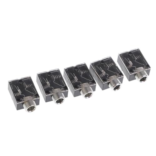 Image of QUILSTM Next-Level 5mm PCB Mount Socket Stereo Connector 5 Pin Black Metal Plastic For Audio Enthusiast Projects Stereo Socket Audio Connector 3.5mm PCB Mount
