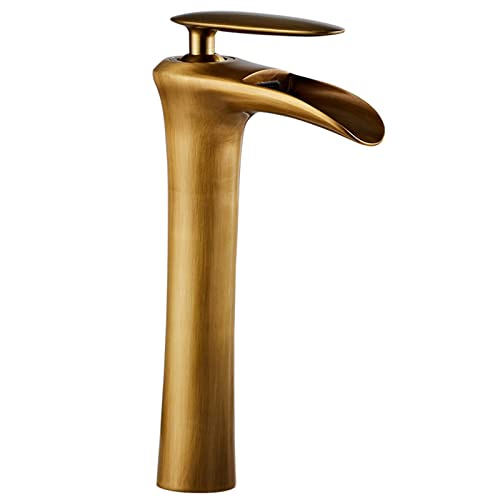 Grifos de baño de cascada estilo latón antiguo para lavabos monomando elegancia