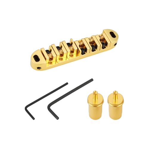 VGOL Puente de Rodillos con Bloqueo Y Postes de Posicionamiento Compatible con Epiphone Les Paul Guitarras(dorado)