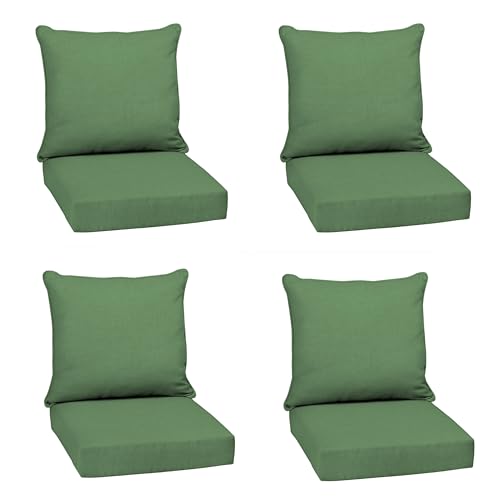 Image of Arden Outdoor Deep Seat Cushion Set (4-Pack), 22 in x 24 in, Weather-Proof, Rain-Proof, Fade Resistant Patio Cushion for Chair, Sofa, and Couch Bright Moss Green Leala