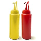 Fake Ketchup & Mustard Bottle | Prank Condiment Bottles | Clown Squirting Mustard & Ketchup Containers | Trick Ketchup & Trick Mustard Bottles | Fake Novelty Squirt Bottle | Red/Yellow | 7" | Plastic