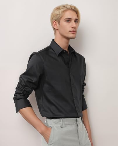 Image of IndoPrimo Men's Satin Shirt with Spread Collar Neck Line Solid Pattern Full Sleeves Regular Fit Western Style and Standard Length
