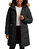 CANADA WEATHER GEAR Womens Long Puffer Coat - Heavyweight Wind Water Resistant Faux Fur Hood Parka Winter Jackets for Women, Size Medium, Black New