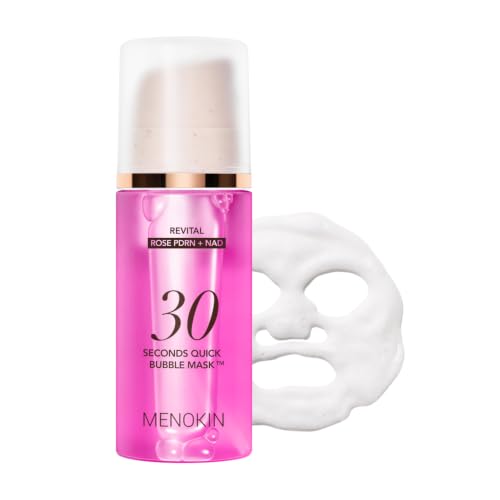 MENOKIN 30 Seconds Bubble Mask REVITAL, Rose PDRN NAD Face Mask, 3.21 fl oz
