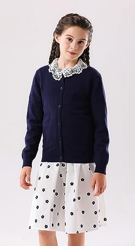 SMILING PINKER Little Girls Crewneck Cardigan Button Solid Uniform Sweaters 4 31Q ETMSQ8L. AC