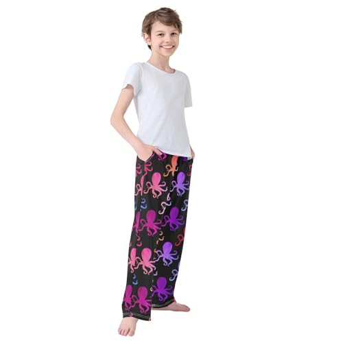 Boys' Pants Octopus Colorful Mosaic Backdrop Long Bottoms Jogger Pants Elastic Waist Trousers with Pockets S-XL4