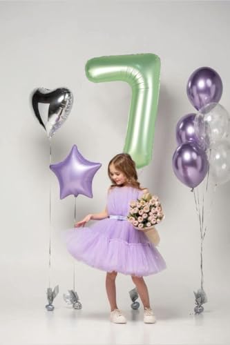 Image of 8 Balloon Numbers Birthday Decorations, 40In Sage-Green Balloons for Party | Eye-catching Appearance, Perfect Decorative Centerpieces, Convenient Self-sealing Structure, Widely for Various Occasions