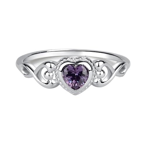 Precious Pieces Sterling Silver February CZ Simulated Birthstone Baby Ring ...