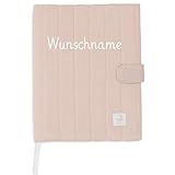 Personalisierte U-Heft Hülle mit Druckknopfverschluss in verschiedenen Farben weiches, aber stabiles Material für das Kinderuntersuchungsheft (Rosa, Name)