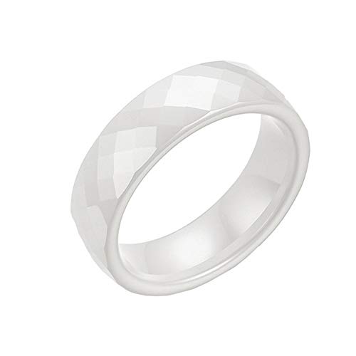 PAURO Bijoux Haute Brillant Classique Conception Engagement Mariage Band Bague Femme Homme Céramique 8MM Blanc Taille 57