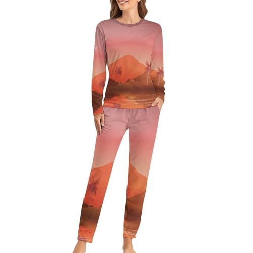 Ensemble de pyjama femme rétro avec t-shirt manches longues et pantalon