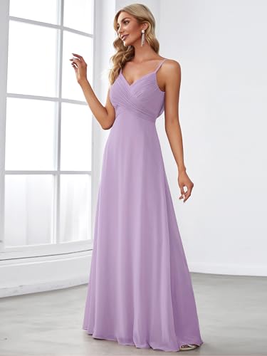Image of Ever-Pretty Women's Summer Backless Spaghetti Strap Chiffon Bridesmaid Dresses Empire Waist Formal Wedding Guest Dress