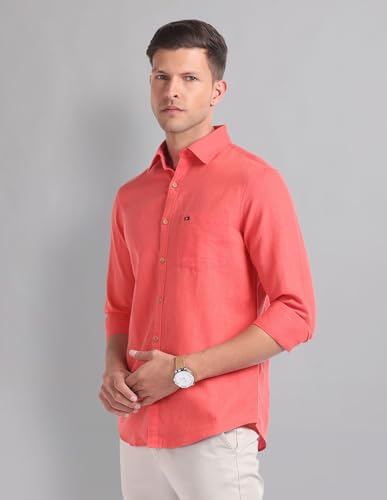 Image of AD by Arvind Cotton Linen Slim Fit Shirt