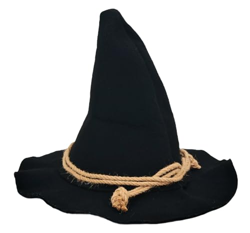 nigsouy Witch Wizard Hat for Adults Felt Wide Brim Pointed Hat Oktoberfest Halloween Scarecrow Costume Accessory (Black)
