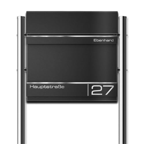 Metzler boîte aux Lettres sur Pied Hermann en Acier Massif thermolaqué, avec Gravure Laser, Baguettes en INOX et Compartiment à journaux Double Face –...