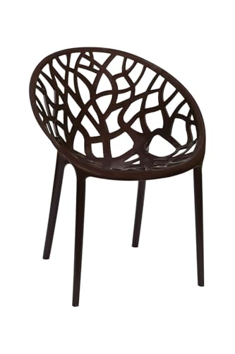 Image of activa Crystal Plastic Arm Chair | Stackable Indoor Outdoor Chair for Home, Balcony, Patio & Garden | Comfortable Designer Armrest Chair | Durable Plastic Seating Furniture (Brown, Set of 2)